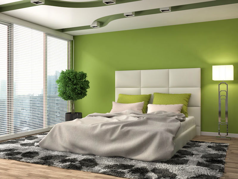 leafy green bedroom